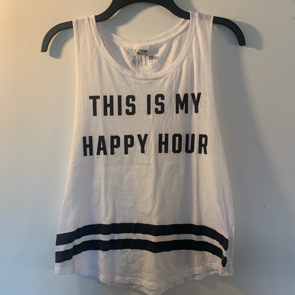 Victoria’s Secret Pink This Is My Happy Hour Tank Size Small Athleisure Workout